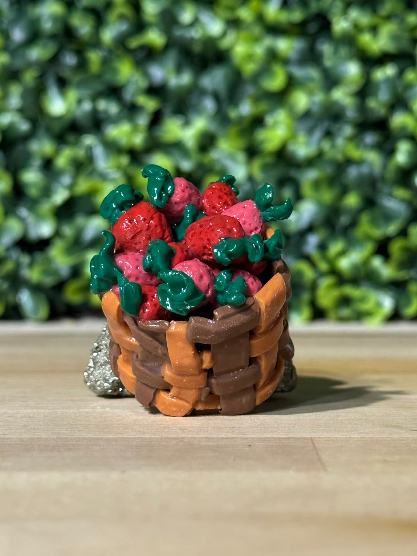Whimsical Hand-Made Art Magnets Basket of Strawberries