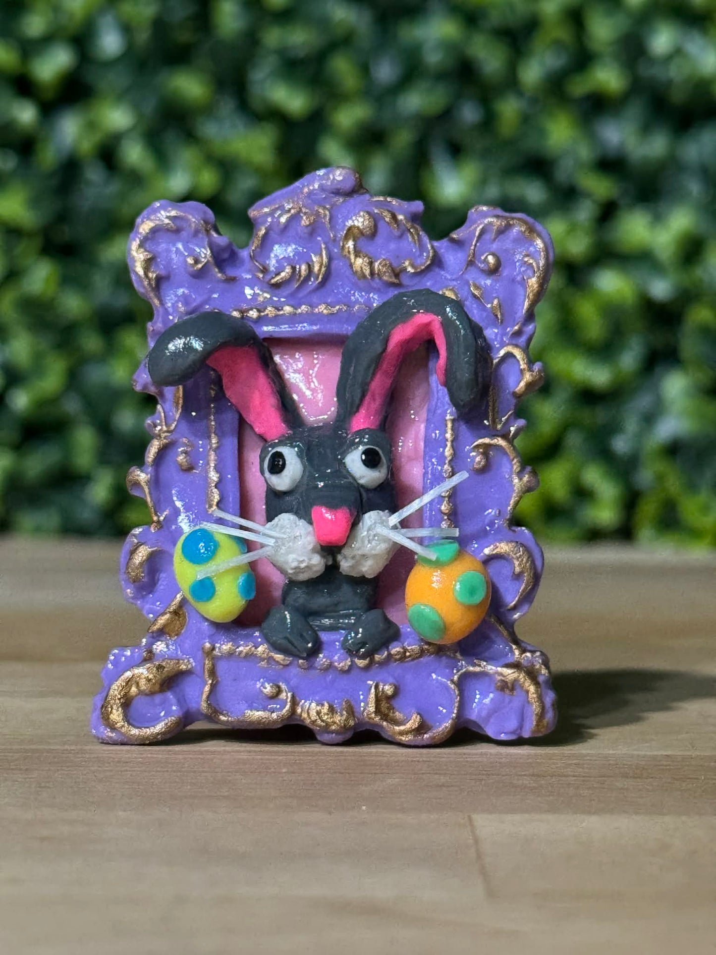 Whimsical Hand-Made Art Magnets Pastel Easter Bunny