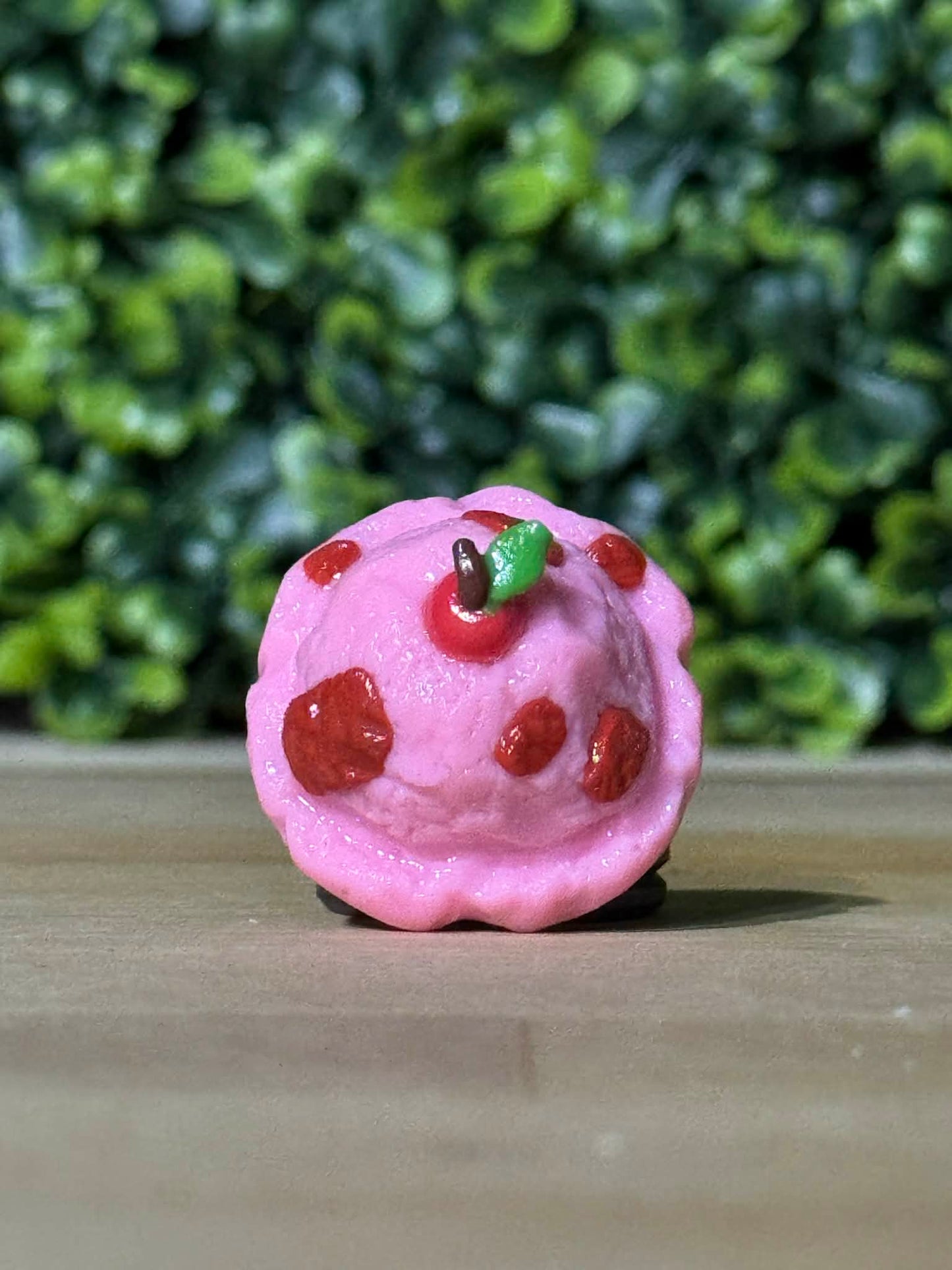 Whimsical Hand-Made Art Magnets Strawberry Ice Cream Scoop with Cherry Topper
