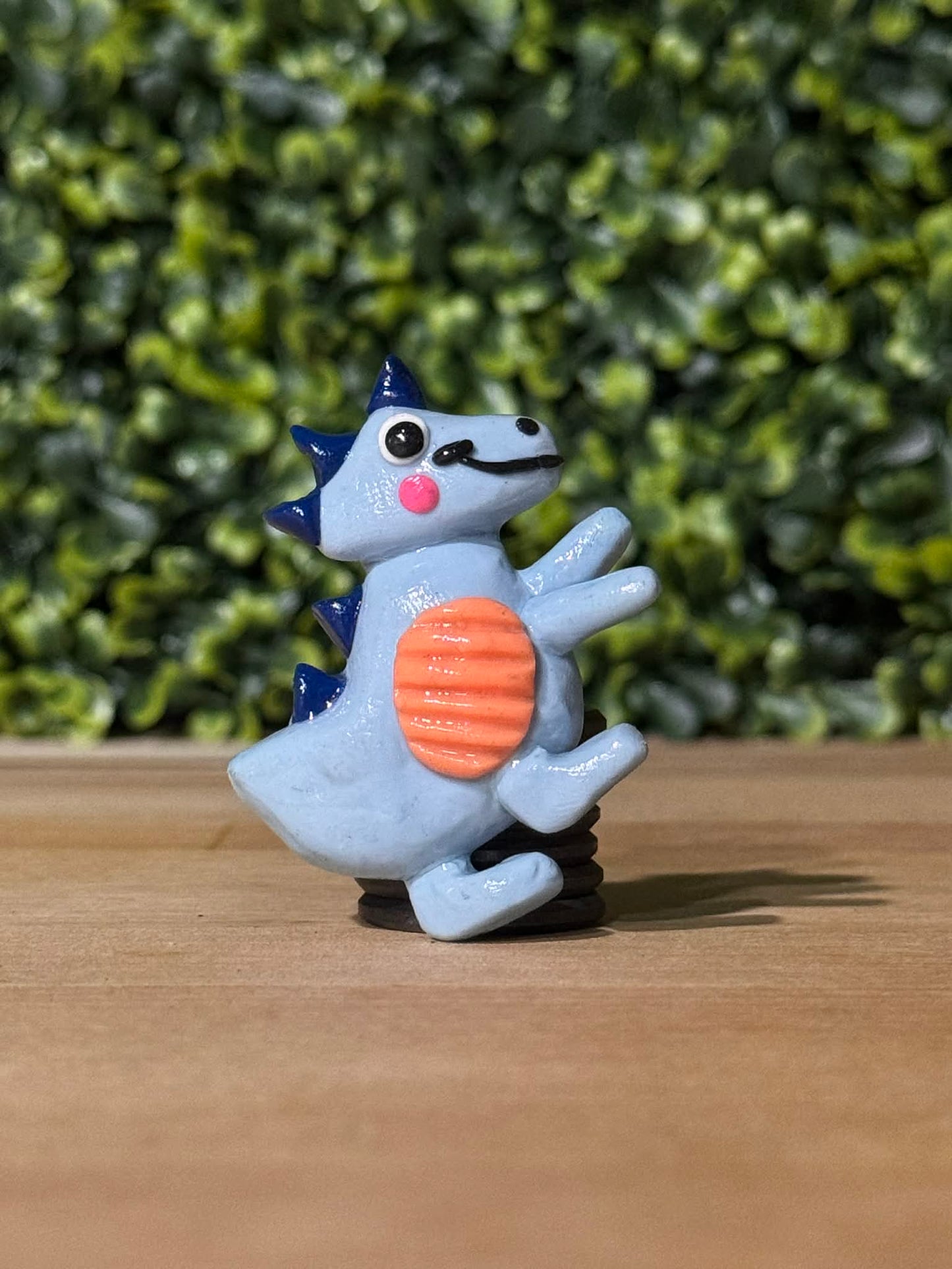 Whimsical Hand-Made Art Magnets Blue Dino