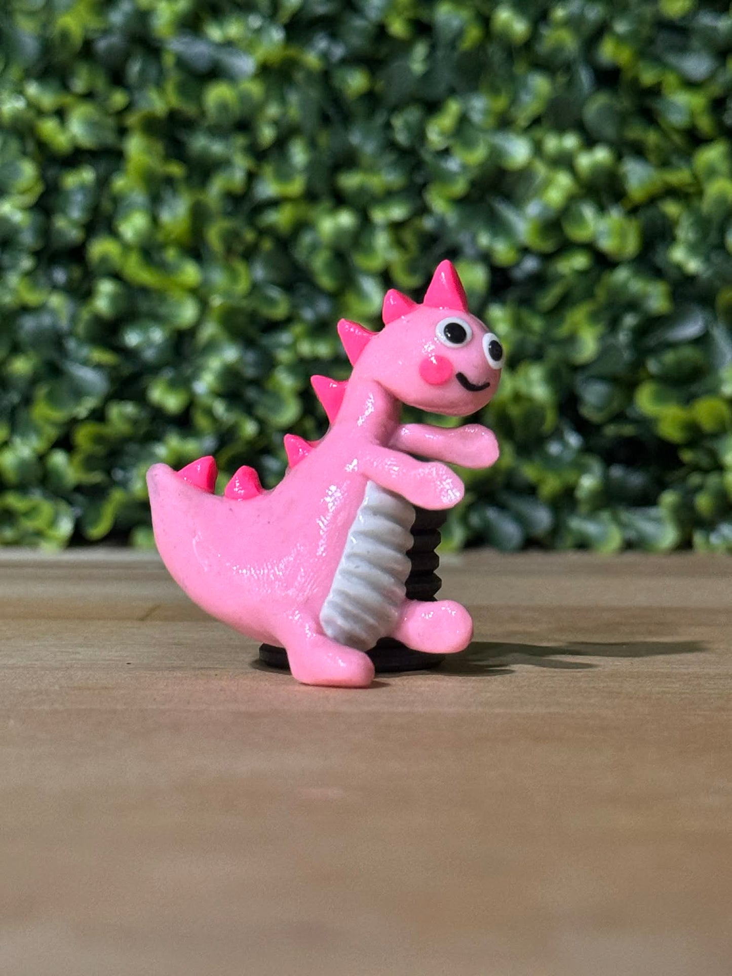 Whimsical Hand-Made Art Magnets Pink Dino