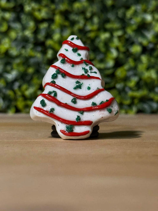 Whimsical Hand-Made Art Magnets Christmas Tree Snack Cake