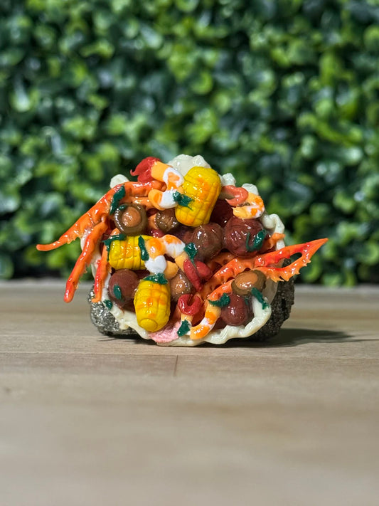 Whimsical Hand-Made Art Magnets Seafood Boil in a Bag
