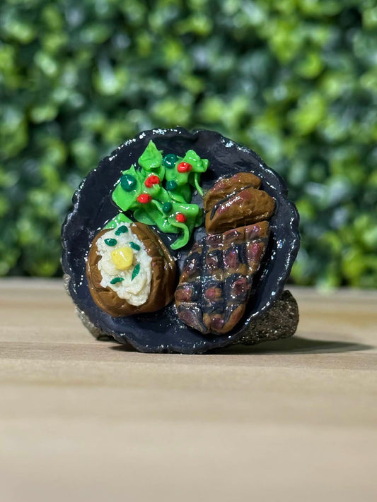 Whimsical Hand-Made Art Magnets Steak and Potato