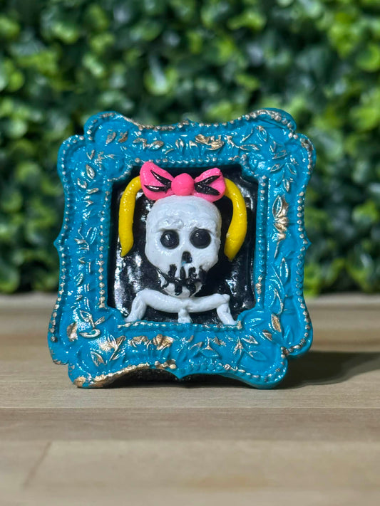 Whimsical Hand-Made Art Magnets Ponytails Skeleton