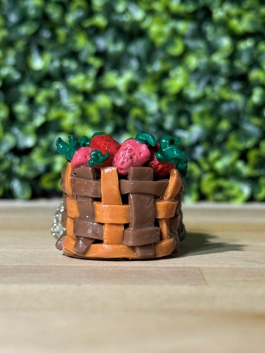 Whimsical Hand-Made Art Magnets Basket of Strawberries