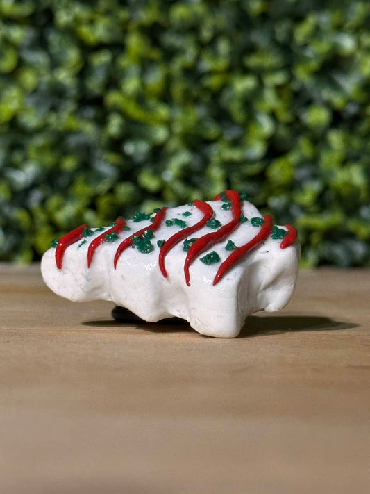 Whimsical Hand-Made Art Magnets Christmas Tree Snack Cake