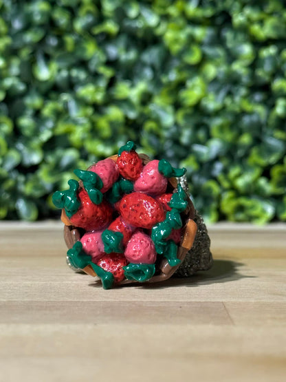 Whimsical Hand-Made Art Magnets Basket of Strawberries